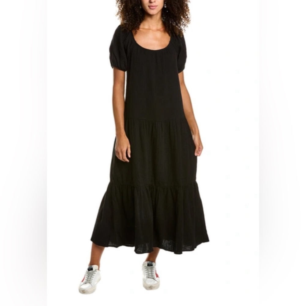 Socialite Short Puff Sleeve Maxi Dress In Black XS NWOT